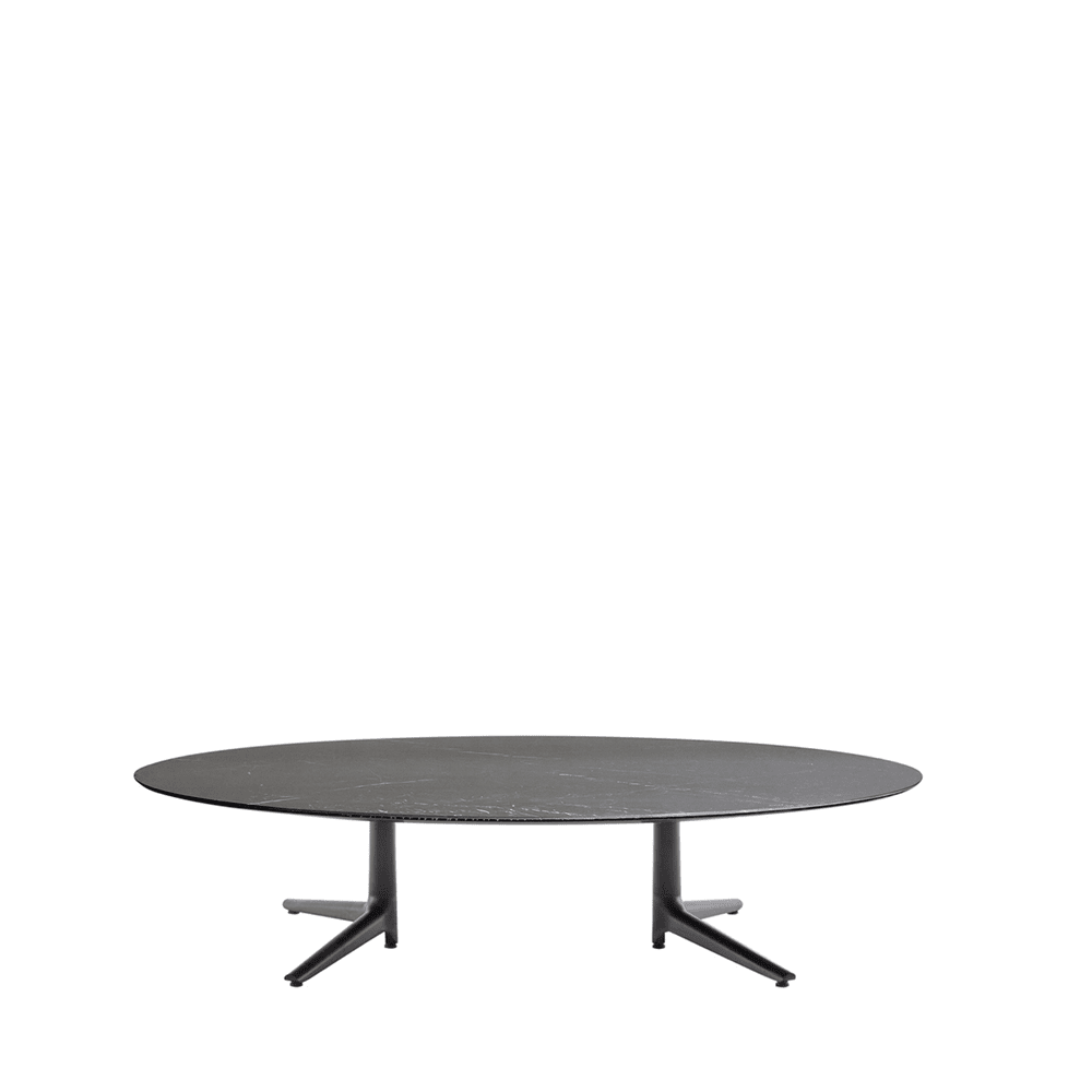 Multiplo Low Table Tables Kartell Oval Black Stoneware Top with Marble Finish