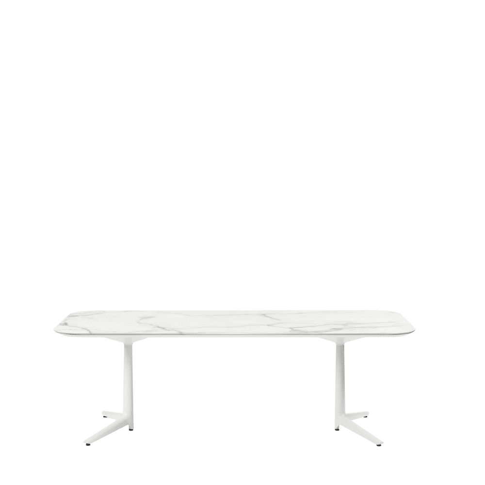 Multiplo Rectangular Table - Rectangle Top table Kartell Medium Top / White - Stoneware Marble Finish