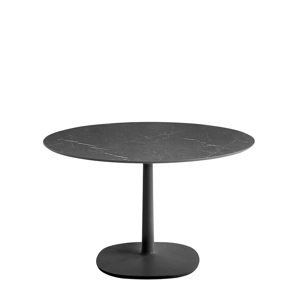 Multiplo Square Base - Round Table Tables Kartell Small Rounded Stoneware Top w/ Marble Finish Black