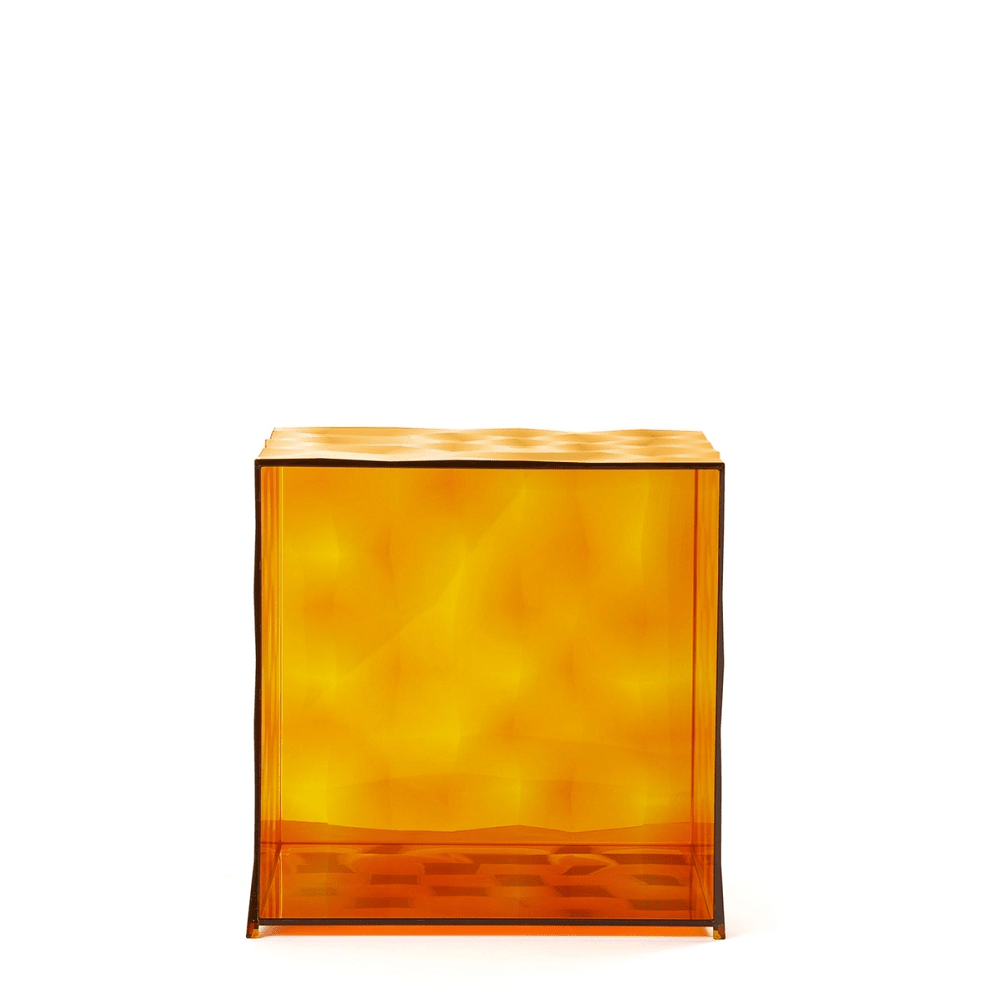 Optic Cube side/end table Kartell Transparent Amber No Door