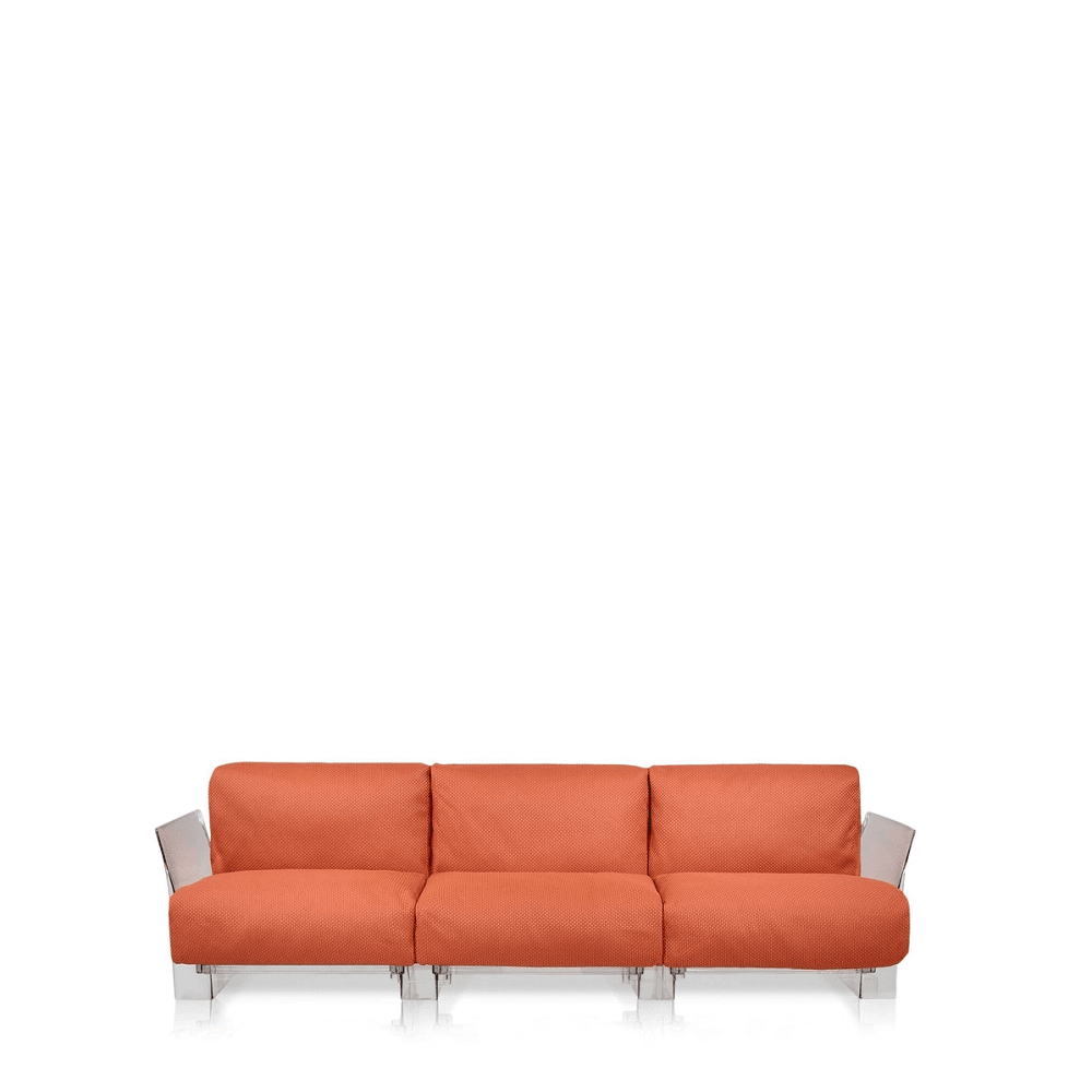 Pop Outdoor Three-Seater Sofa Sofa Kartell Transparent Orange-Ikon