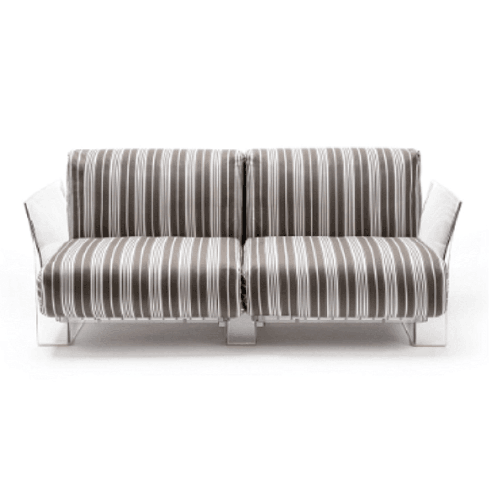 Pop Outdoor Two-Seater Sofa Sofa Kartell Transparent Turtle Dove-Stripes