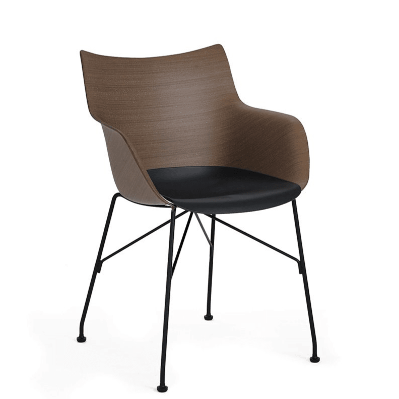 Q/Wood Armchair 16" Chairs Kartell Basic Veneer Dark Wood/Black