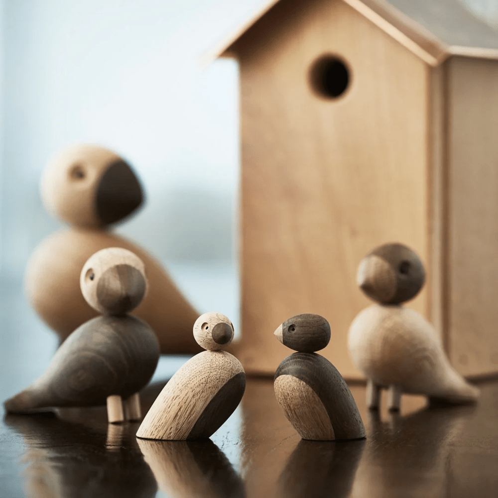 Sparrows Figurine - Set of 2 Wooden Animals Kay Bojesen