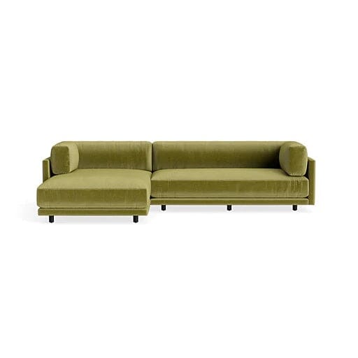 Sunday Small Sofa with Chaise Sofa BluDot Loden Velvet Left Chaise