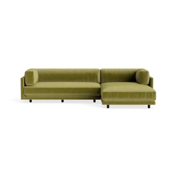 Sunday Small Sofa with Chaise Sofa BluDot Loden Velvet Right Chaise
