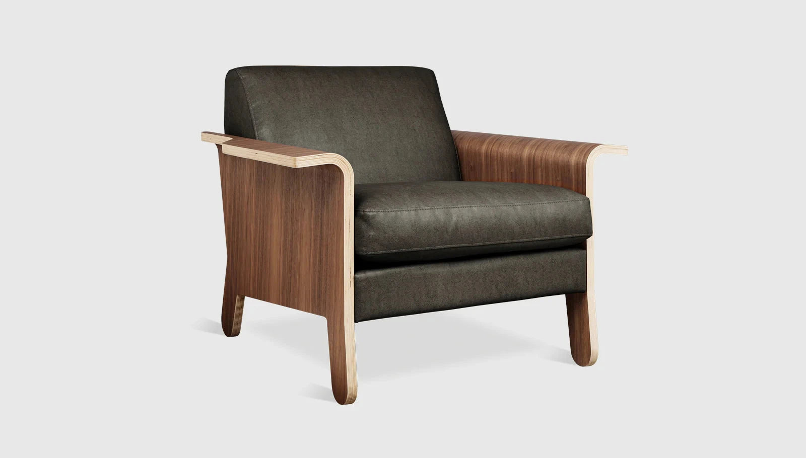 Lodge Chair lounge chair Gus Modern Vegan Appleskin Leather Licorice Walnut