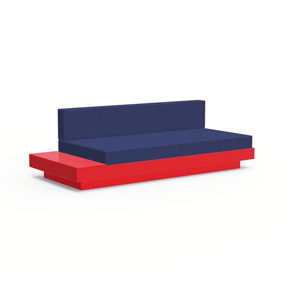 Platform One Sofa with Left or Right Table Sofas Loll Designs Apple Red Canvas Navy