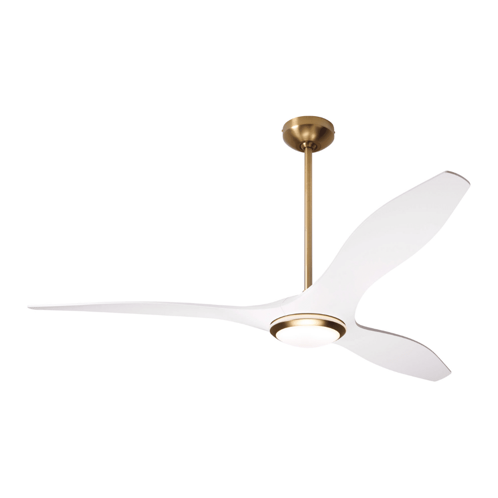 IC/Brisa DC | 56″ Ceiling Fans Modern Fan Co Satin Brass/Matte White (+$50.00) 17W LED Wall Control
