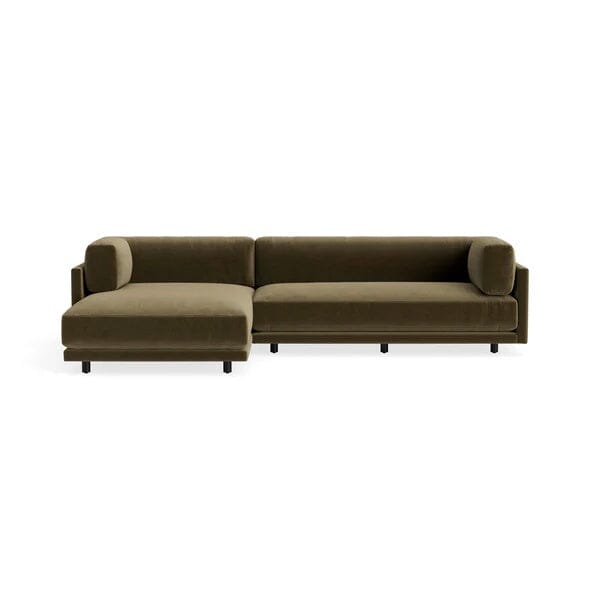 Sunday Small Sofa with Chaise Sofa BluDot Moss Velvet Left Chaise