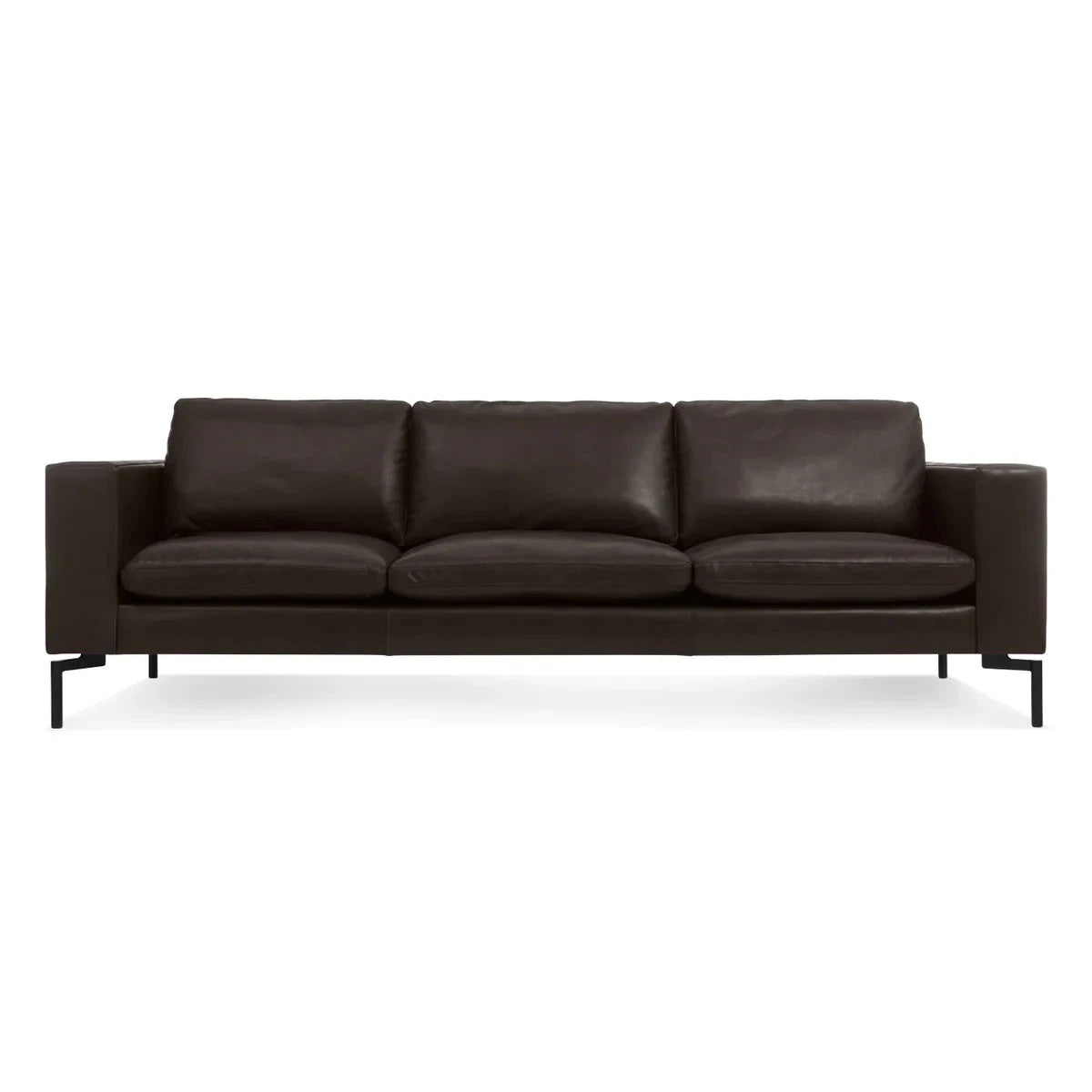 New Standard 92" Sofa Sofa BluDot Dark Brown Leather - Black Legs
