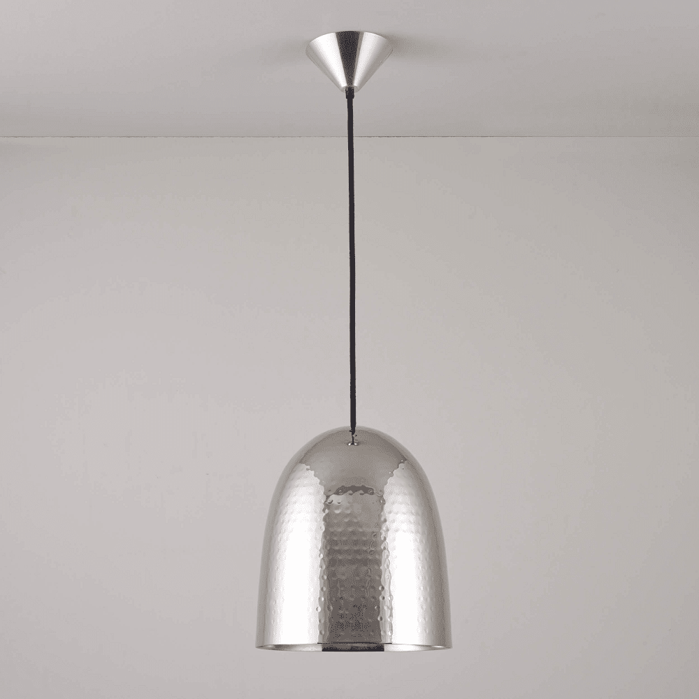Stanley Medium Pendant Light suspension lamps Original BTC Hammered Polished Nickel Plated