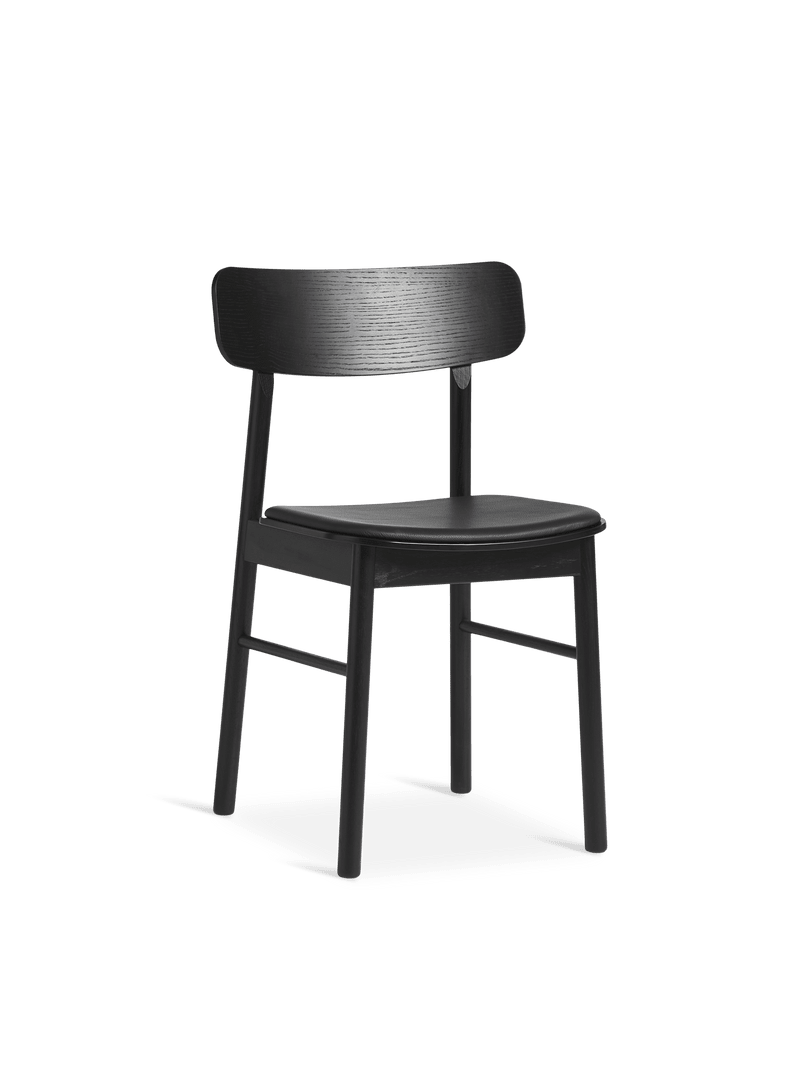 Soma Dining Chair - Set of 2 Dining Chair Woud Black Painted Ash / With Black Leather Seat Pad