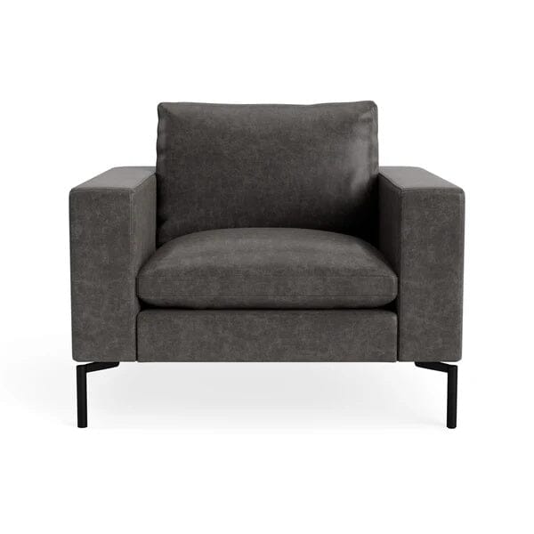 New Standard Lounge Chair lounge chair BluDot Slate Leather - Black Legs