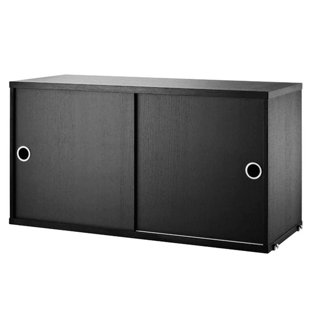 Cabinet with Sliding Doors Cabinets String Furniture Black Stained Ash