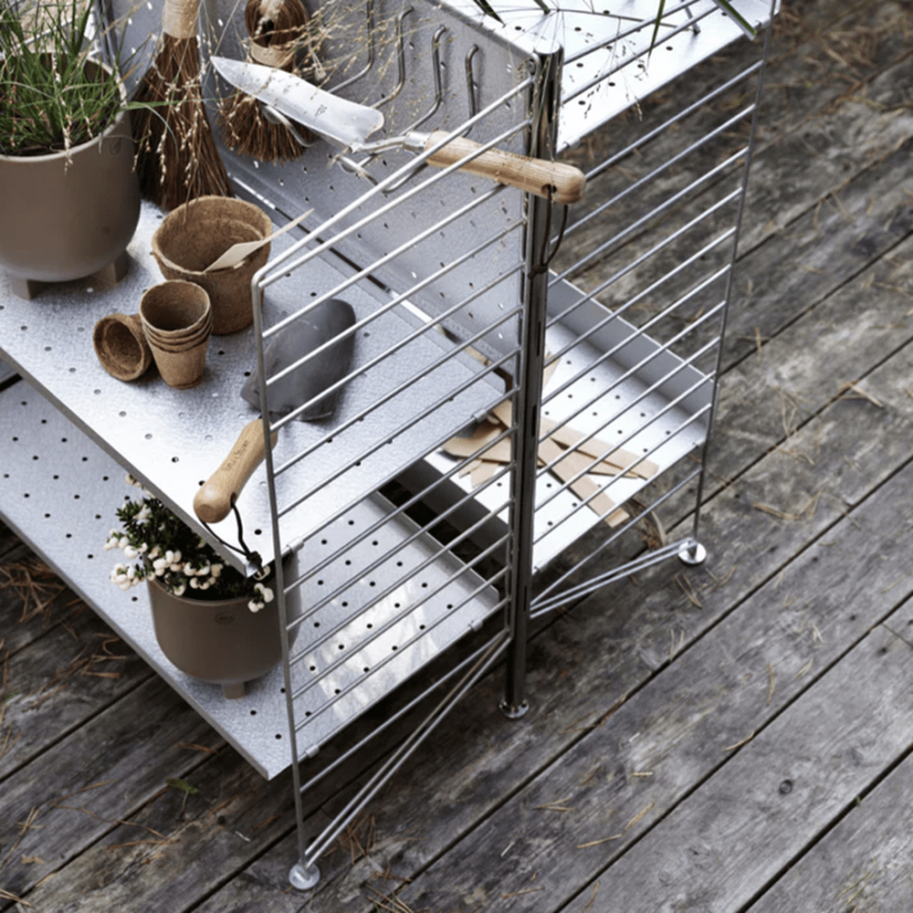 String Freestanding Shelf - Galvanized Upright Accessories String Furniture