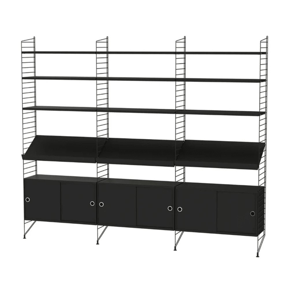 String Living Room G Shelves String Furniture Black Stained Ash / Black