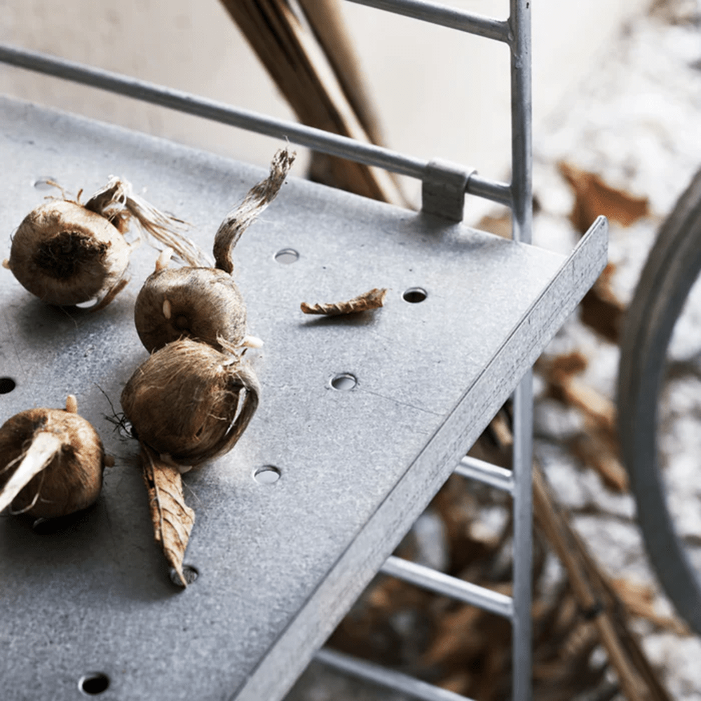 String Metal Shelf with Low Edge - Galvanized Accessories String Furniture