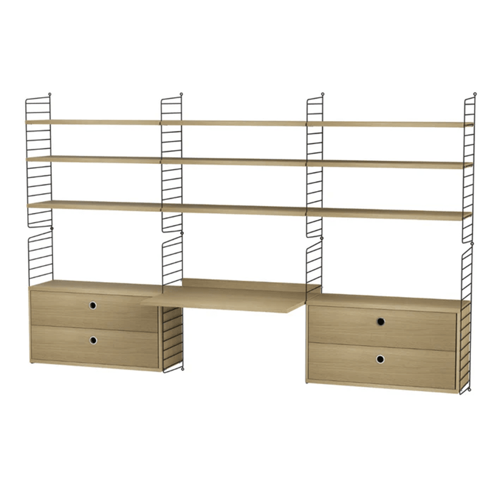 String Workspace F Shelves String Furniture Oak / Black