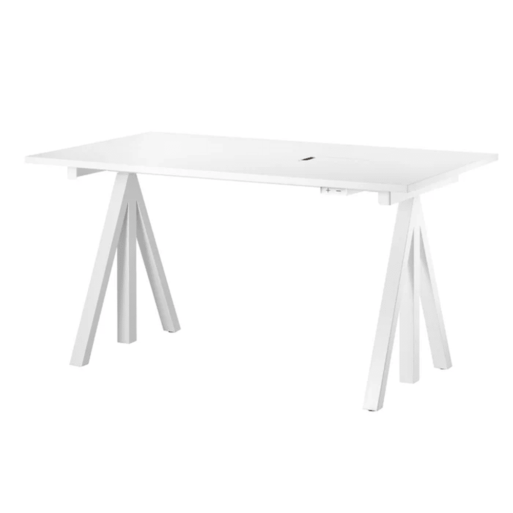 Works Height-Adjustable Work Desk Desk String Furniture 55.1" White Laminate
