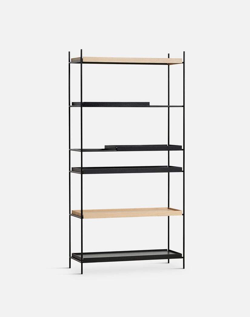 Tray Shelf - High Shelves Woud 2 Wide Oak + 2 Wide & 2 Short Black