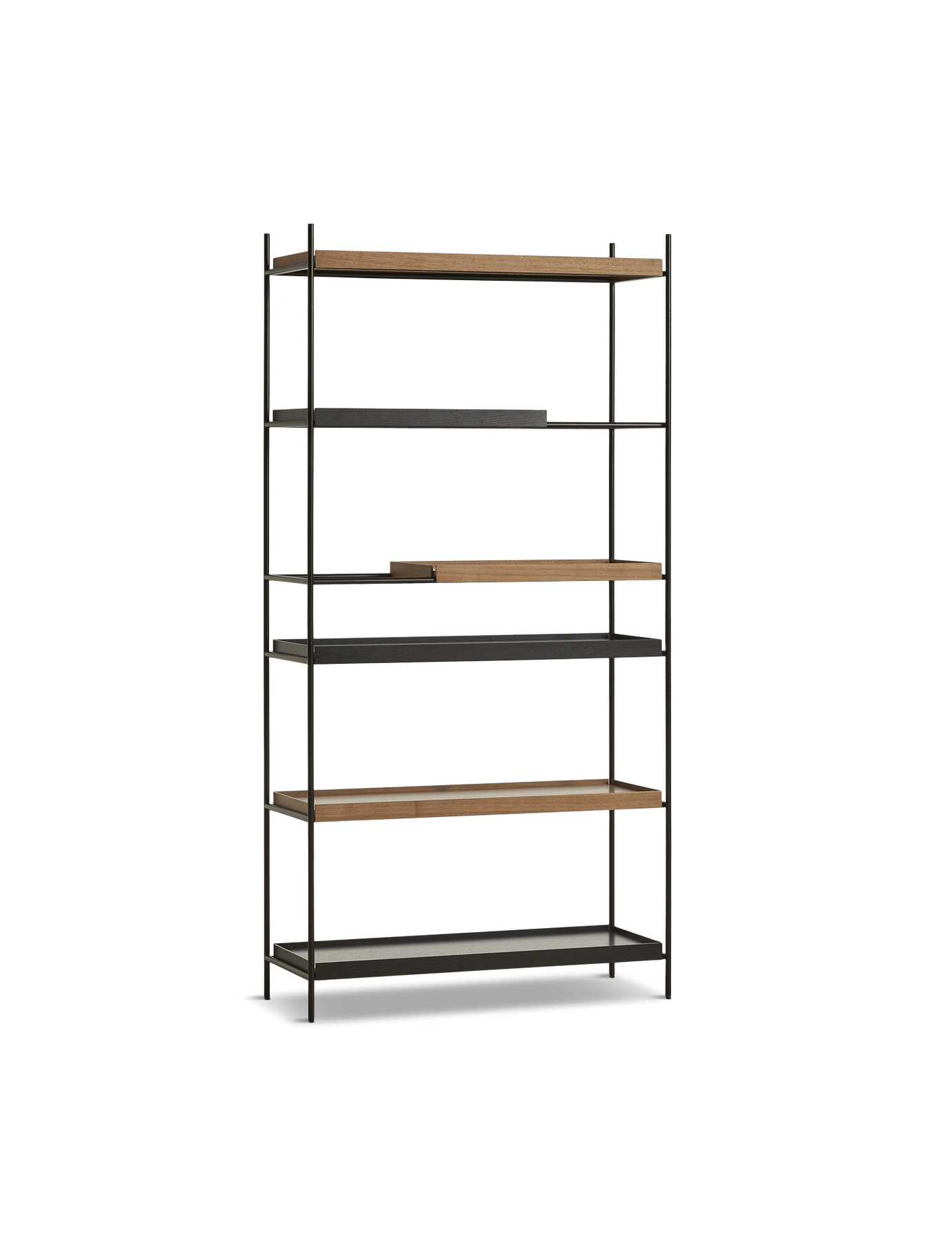 Tray Shelf - High Shelves Woud 1 Short 2 Wide Walnut + 1 Short 2 Wide Black