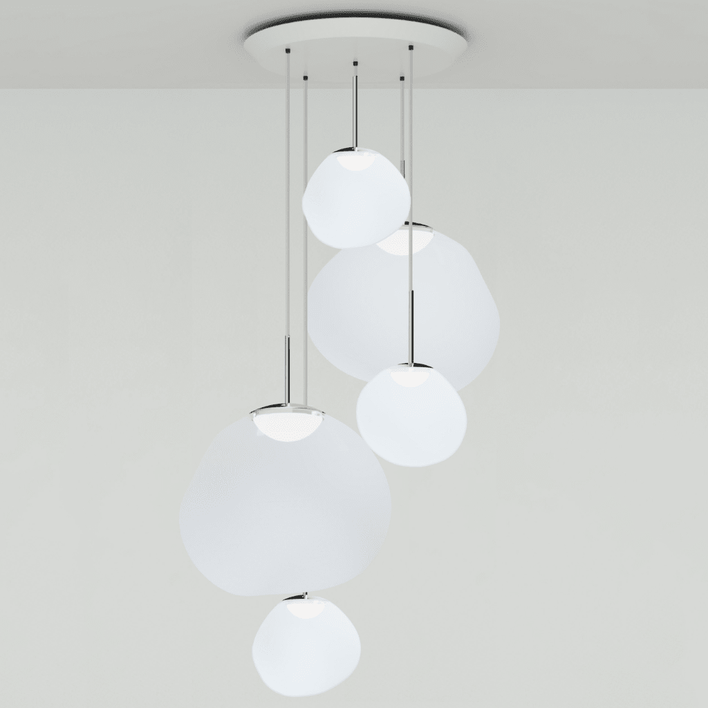 Melt LED Large Round Pendant Light suspension lamps Tom Dixon Opal/Silver