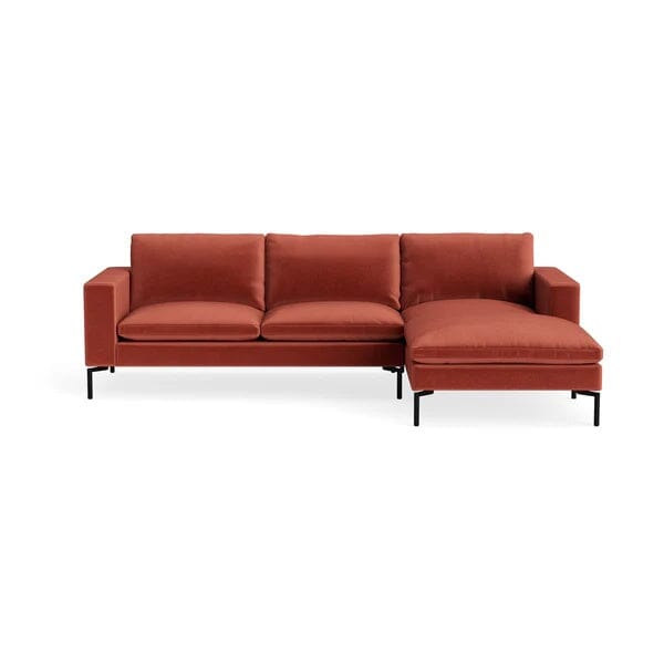 New Standard Sofa with Chaise Sofa BluDot Right Tomato Velvet - Black Legs