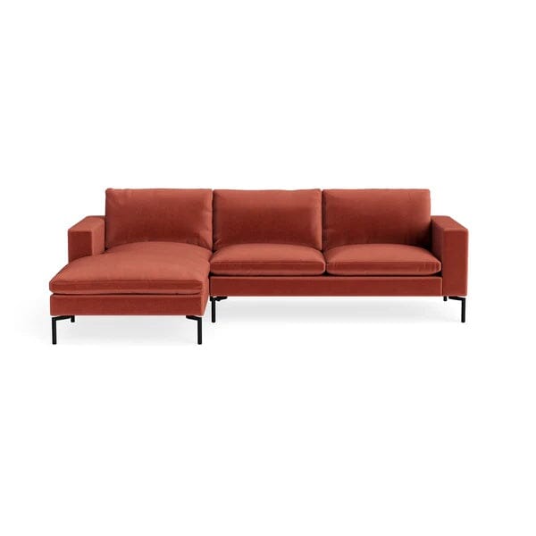 New Standard Sofa with Chaise Sofa BluDot Left Tomato Velvet - Black Legs