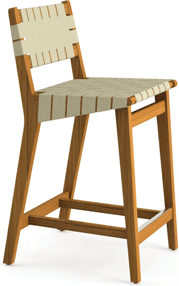 Risom Outdoor Barstool bar seating Knoll Counter Stool Antique Beige Sunbrella