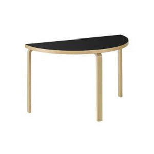 Aalto Table Half Round 95 table Artek Top Black Linoleum | Legs and Edge Band Natural Lacquered 