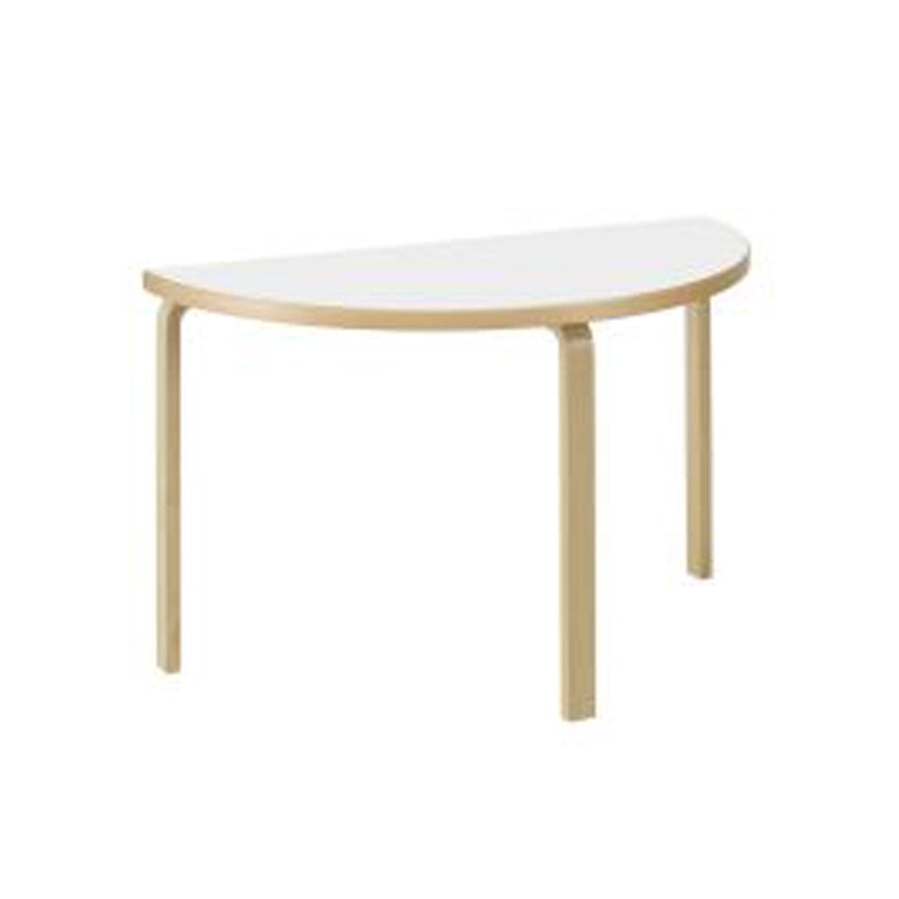 Aalto Table Half Round 95 table Artek Top IKI White HPL | Legs and Edge Band Natural Lacquered