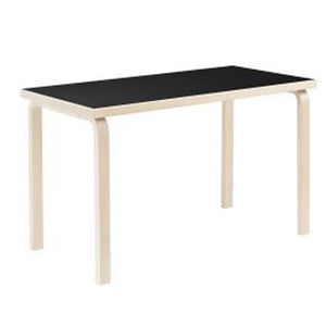 Aalto Table Rectangular 82B table Artek Top Black Linoleum | Legs and Edge Band Natural Lacquered 