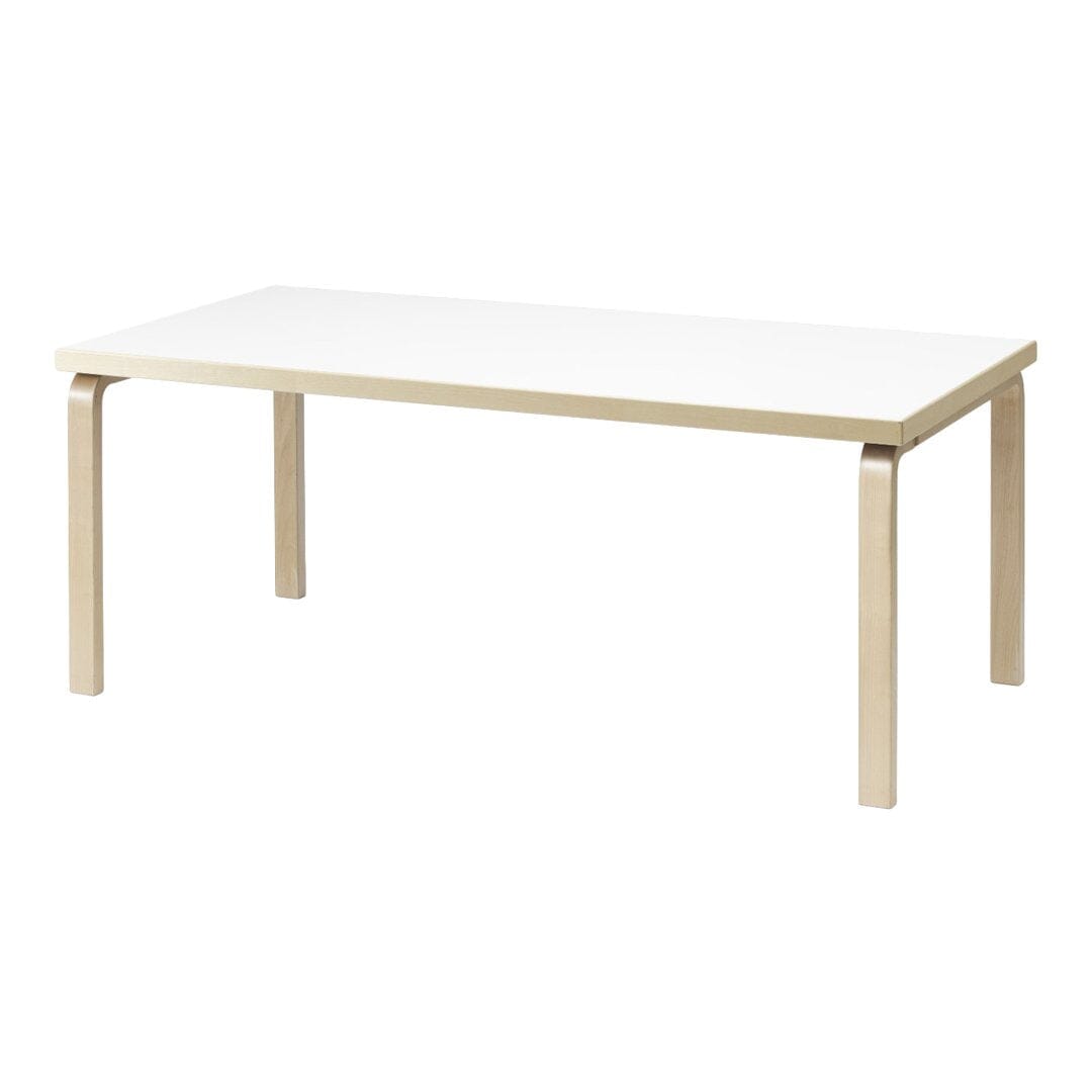 Aalto Table Rectangular 83 Tables Artek Top IKI White HPL | Legs and Edge Band Natural Lacquered