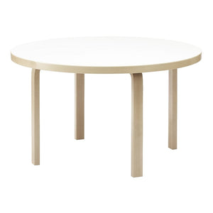 Aalto Table Round 91 table Artek Top IKI White HPL | Legs and Edge Band Natural Lacquered 