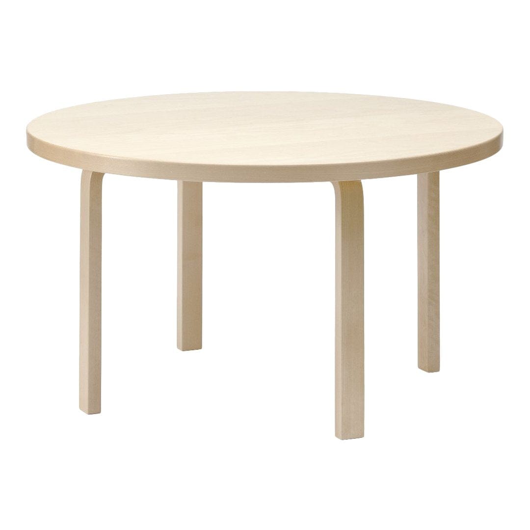 Aalto Table Round 91 table Artek Top Birch Veneer | Legs and Edge Band Natural Lacquered