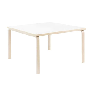 Aalto Table Square 81C table Artek Top IKI White HPL | Legs and Edge Band Natural Lacquered 