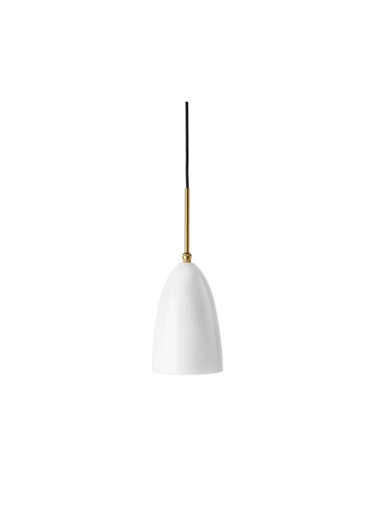Gräshoppa Pendant ceiling lights Gubi Alabaster White Glossy Brass