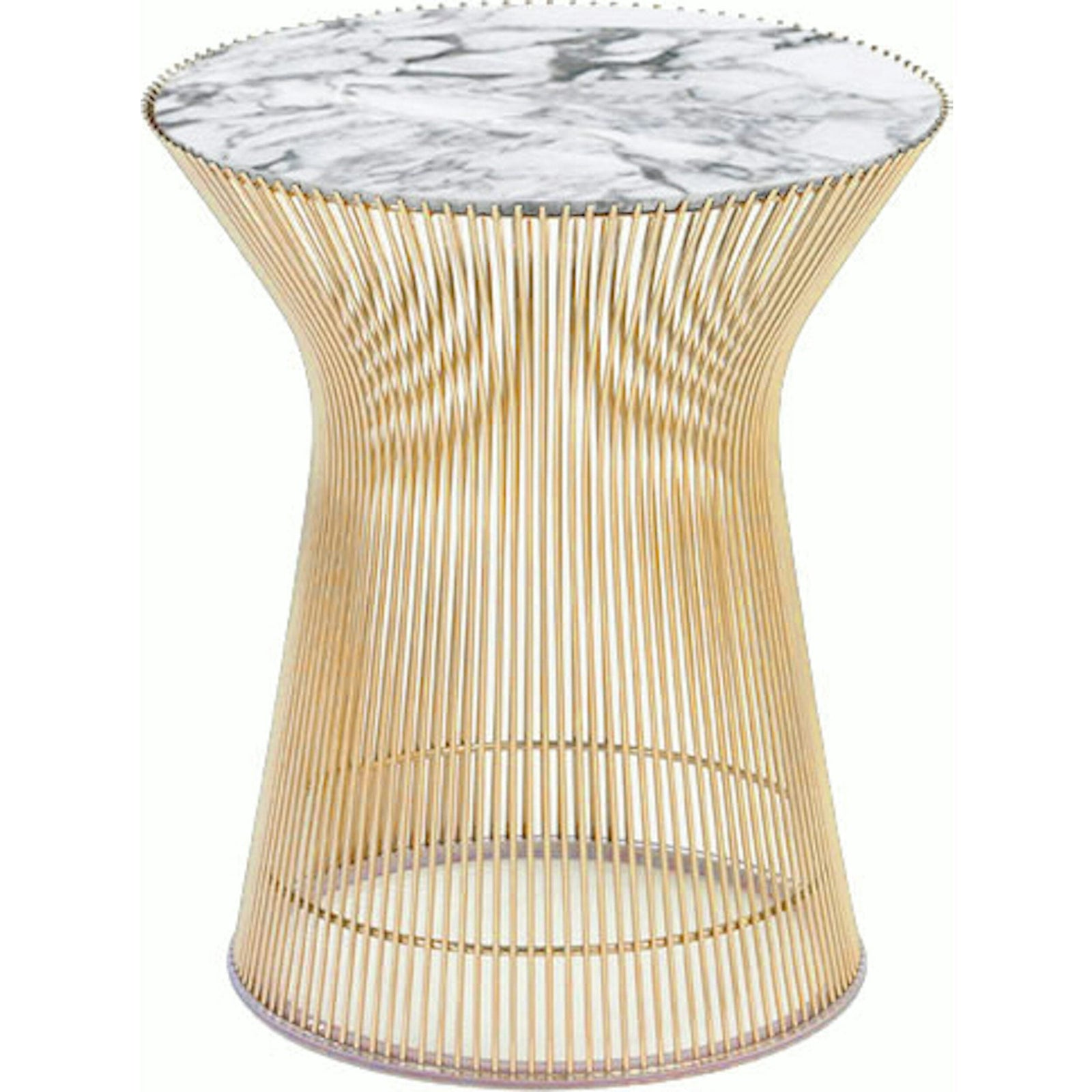 Platner Side Table - Gold side/end table Knoll 18K Gold plated Arabescato marble, Shiny finish