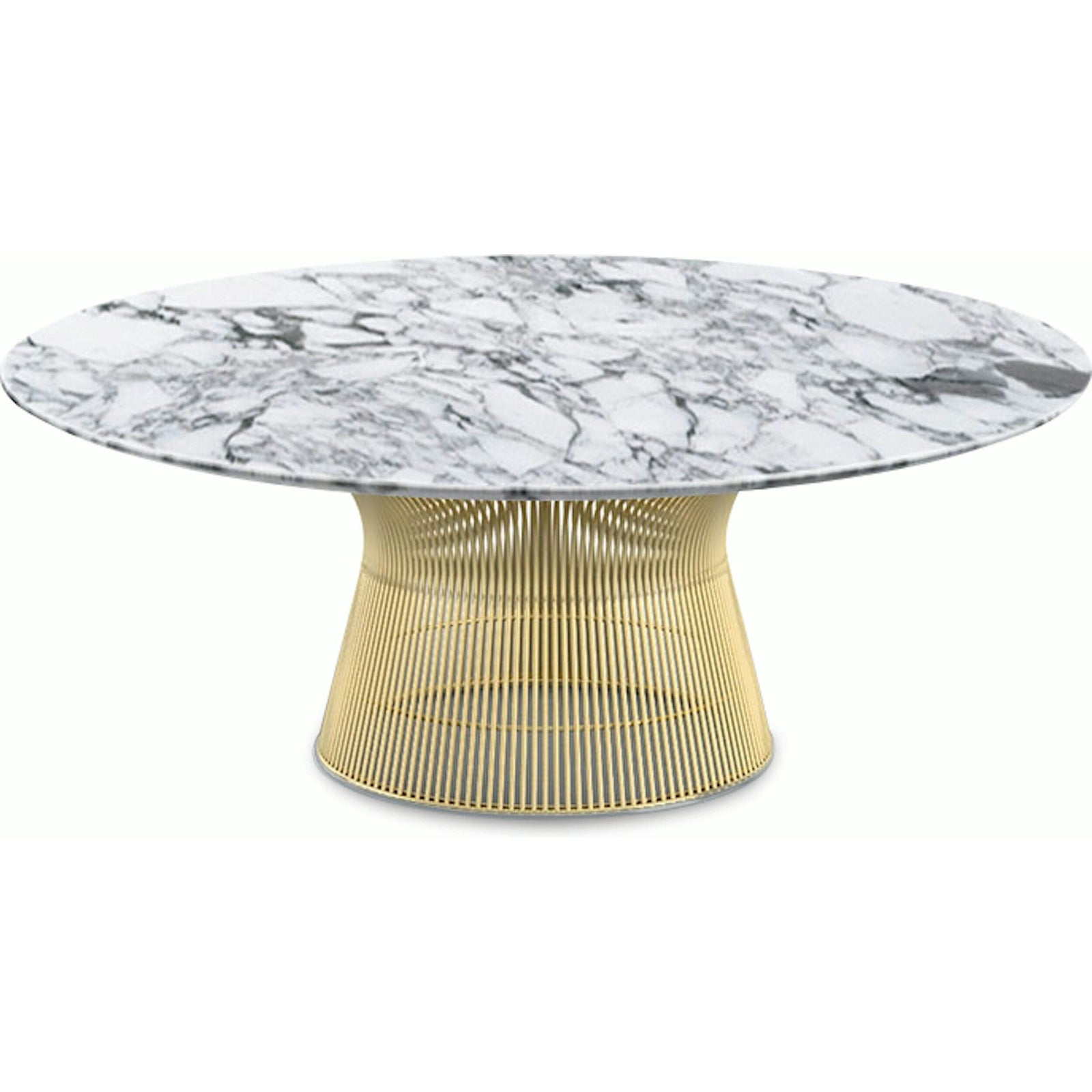 Platner Coffee Table - 42" in Gold Coffee Tables Knoll 18K Gold plated Arabescato marble, Polished finish