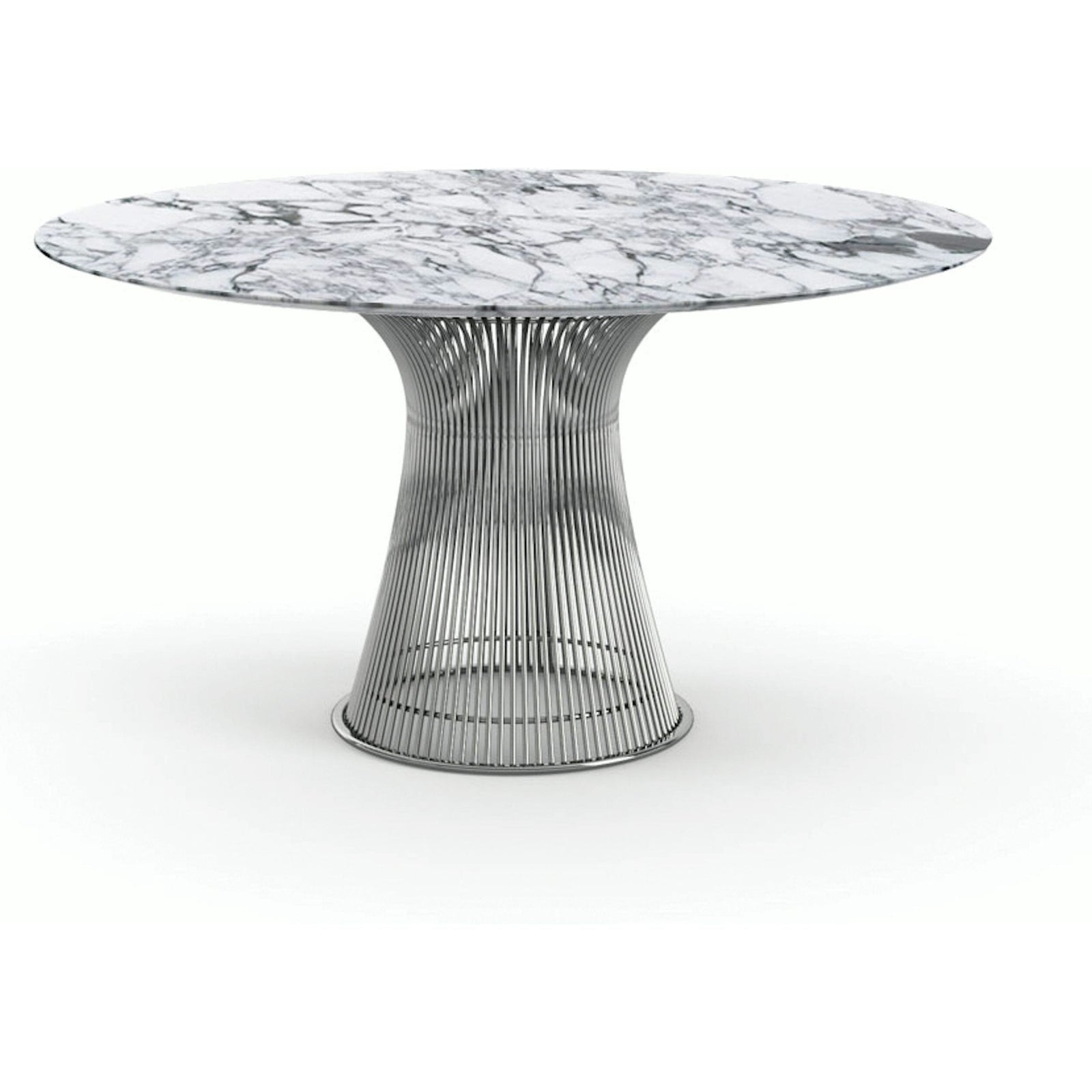 Platner Dining Table - 54 Inch Dining Tables Knoll Polished Nickel Arabescato marble, Shiny finish