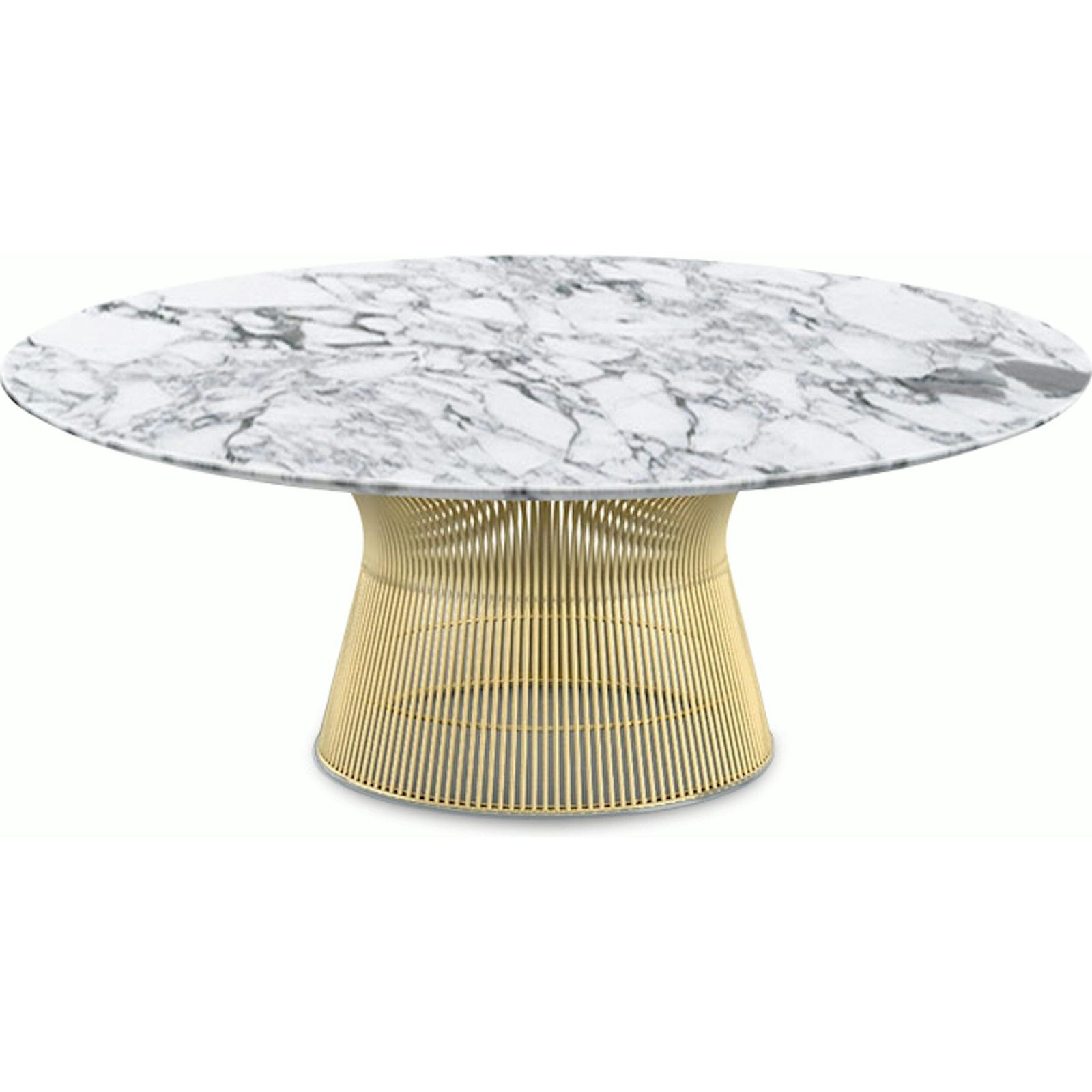 Platner Coffee Table - 42" in Gold Coffee Tables Knoll 18K Gold plated Arabescato marble, Satin finish