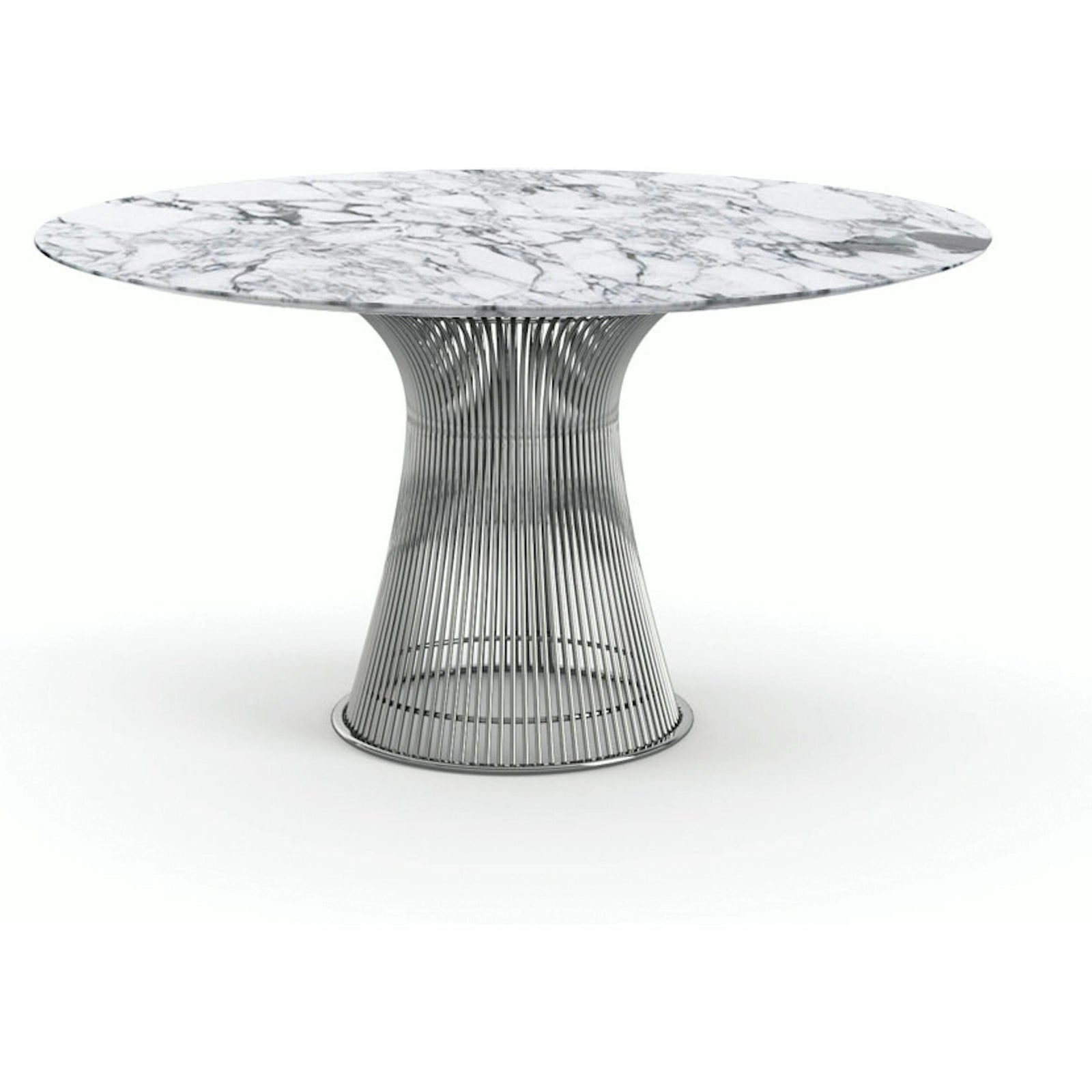 Platner Dining Table - 54 Inch Dining Tables Knoll Polished Nickel Arabescato marble, Satin finish