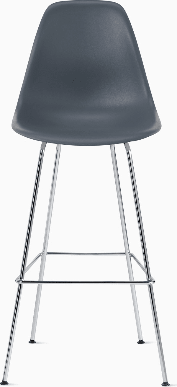 Eames Molded Plastic Bar Stool bar seating herman miller Medium Grey Trivalent Chrome