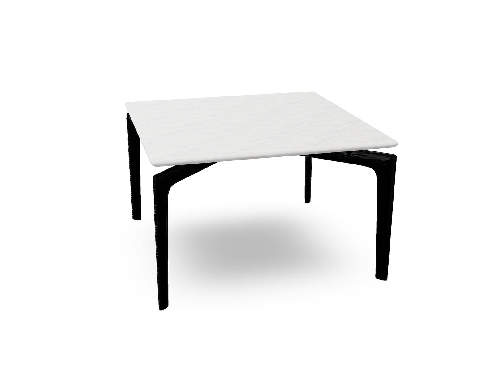 Saul Square Table side/end table Arper 23.6" L - Black base - White Marble top 11.25"