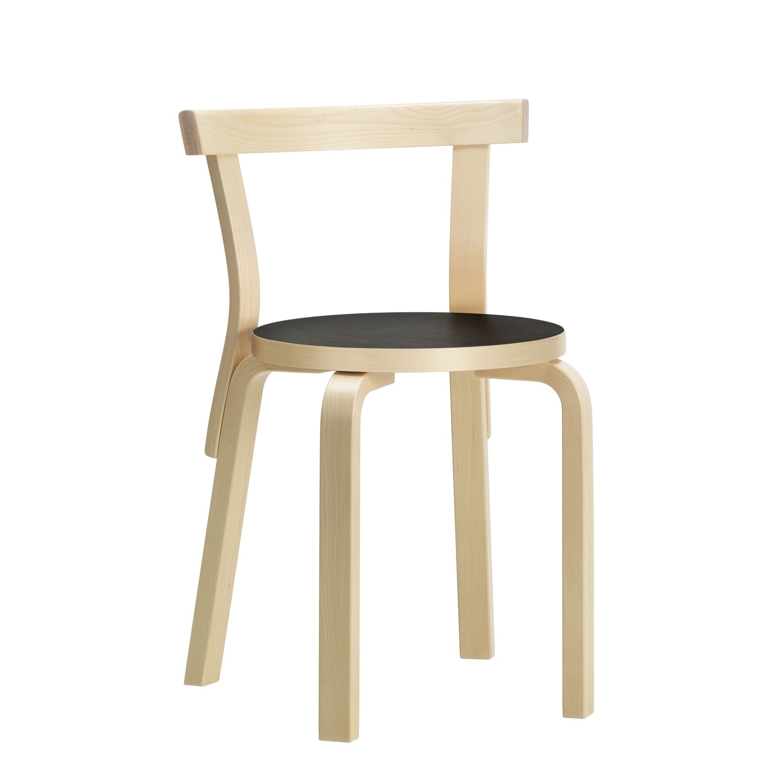 Chair 68 Chairs Artek Seat Black Linoleum / Legs and Backrest Natural Lacquered +$15.00
