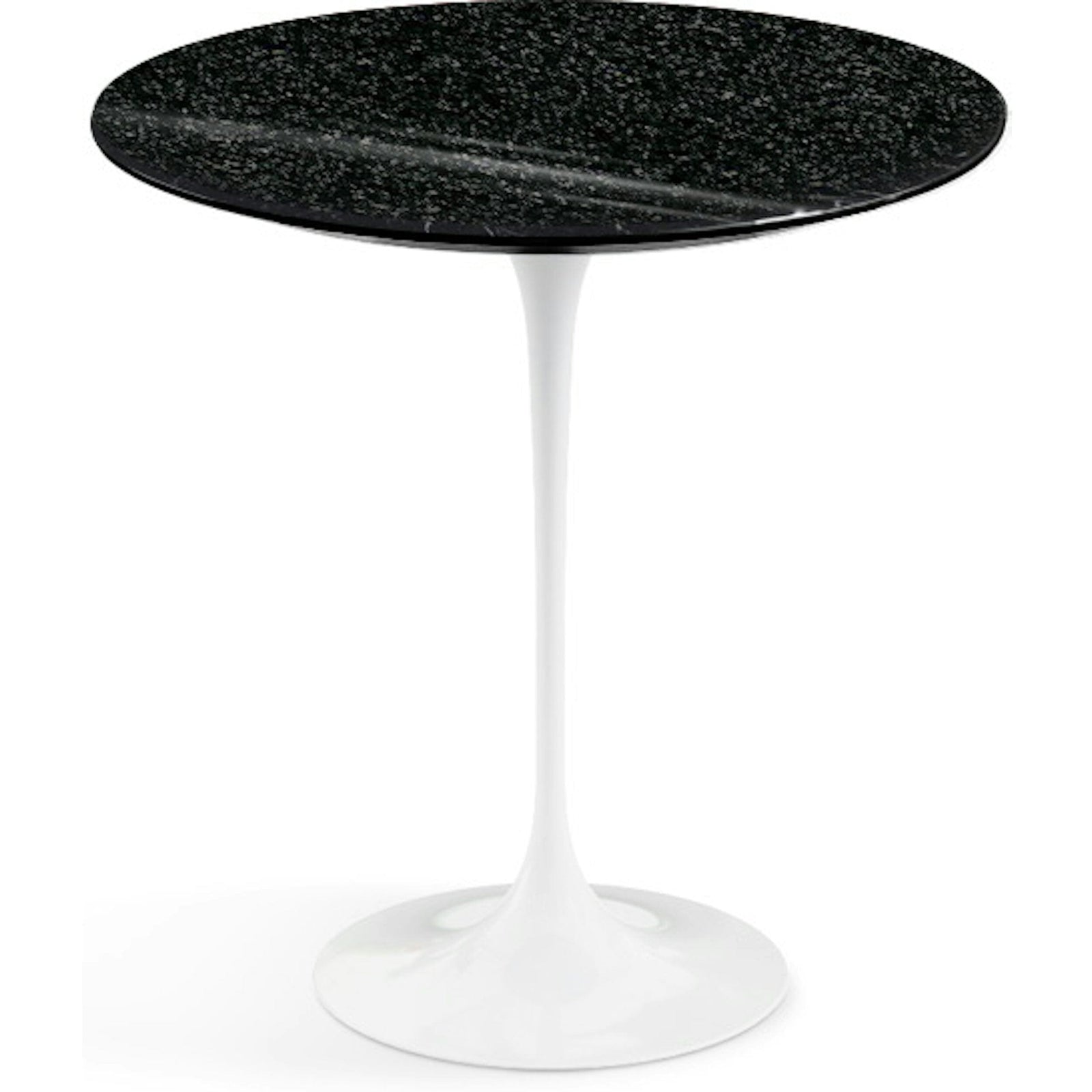 Saarinen Side Table - 20” Round side/end table Knoll White Black Andes, Granite
