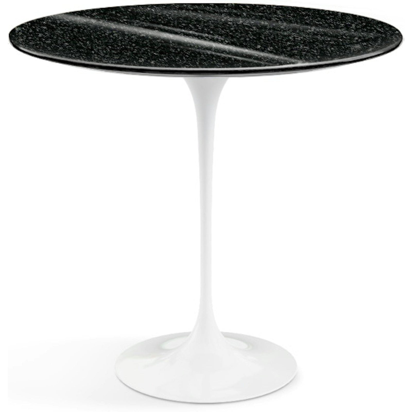Saarinen Side Table - 22” Oval side/end table Knoll White Black Andes, Granite