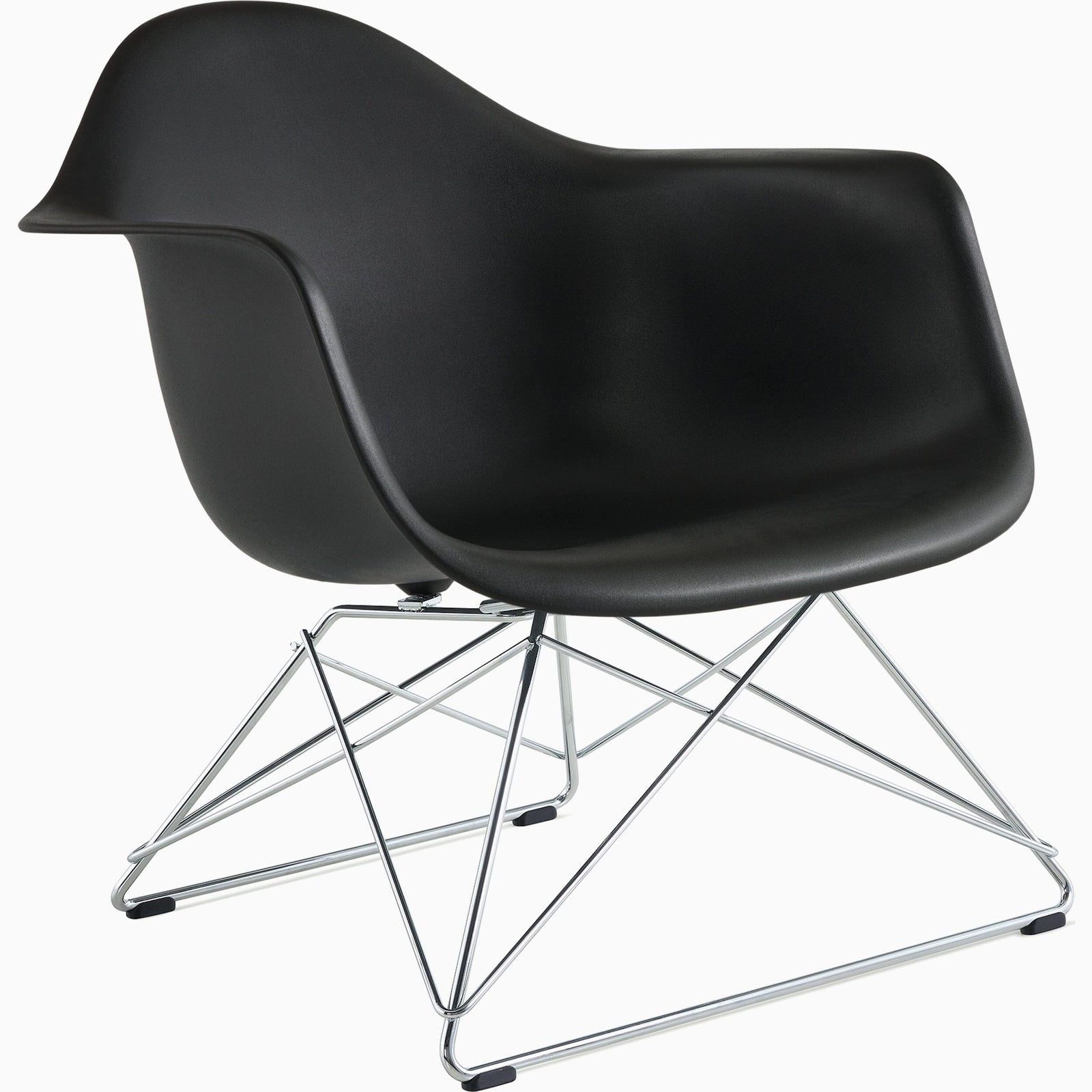 Eames Molded Plastic Low Wire Base Armchair lounge chair herman miller Trivalent Chrome Black
