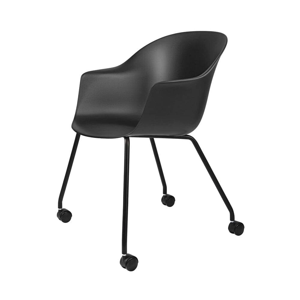 Bat Meeting Chair 4 Legs Base with Castors Chairs Gubi Black